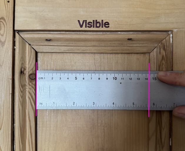 Ruler measuring the visible, inner opening of a window frame